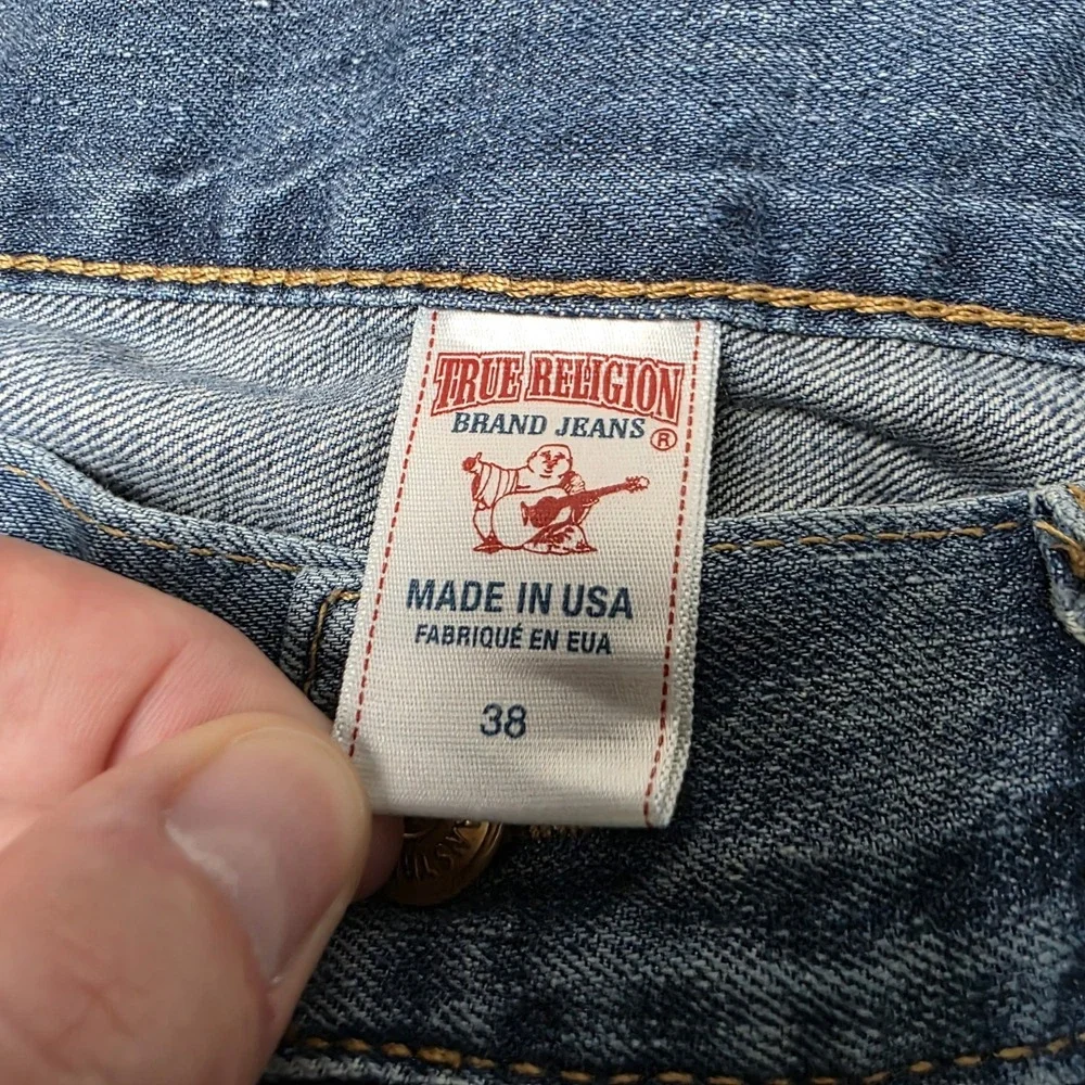 True Religion Jeans Ricky Baggy Flap Pocket Mens 38 Fits 41x35 USA Distressed